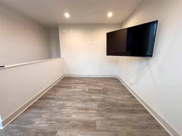 basement featuring wood-type flooring