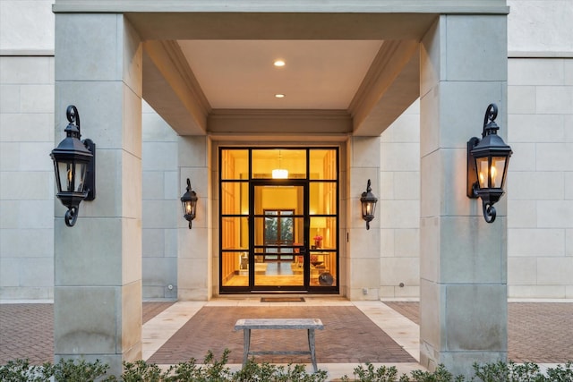 doorway to property with french doors