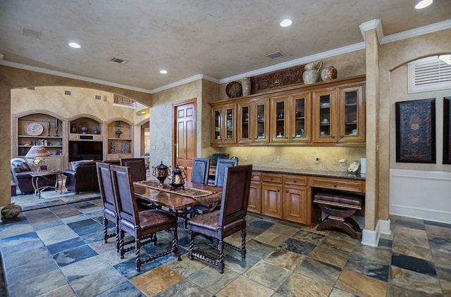 dining room with ornamental molding