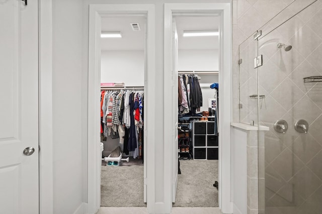 interior space featuring walk in shower