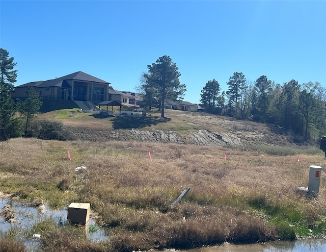 view of yard with a water view