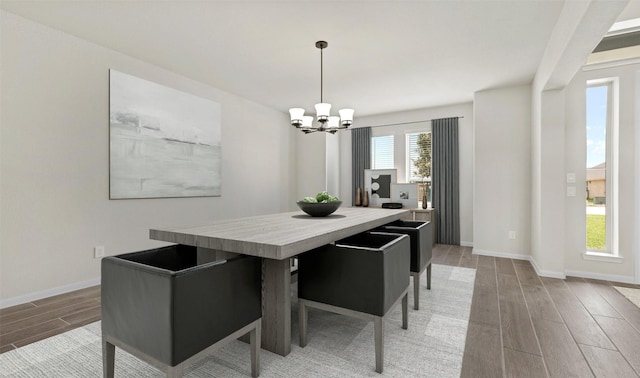 dining room featuring an inviting chandelier