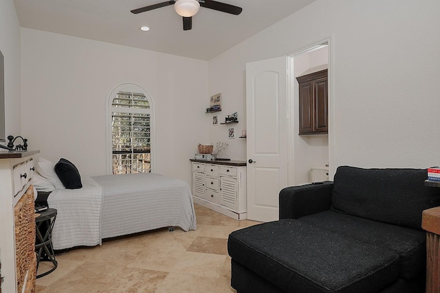 bedroom featuring ceiling fan