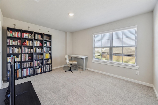 office area with light colored carpet