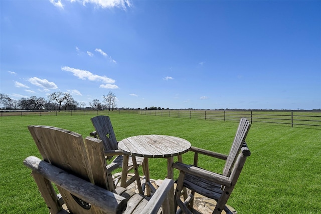 view of yard with a rural view