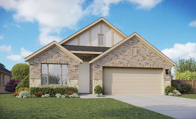 view of front of home featuring a garage and a front yard