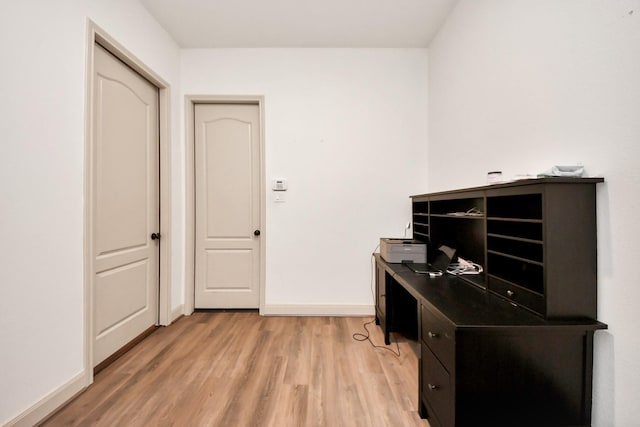 office area featuring light hardwood / wood-style floors