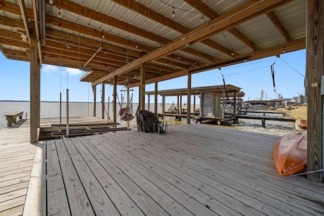 dock area featuring a water view