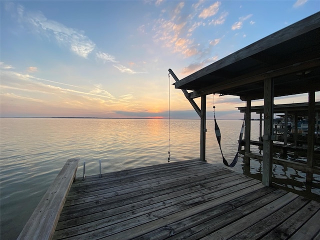 view of dock featuring a water view