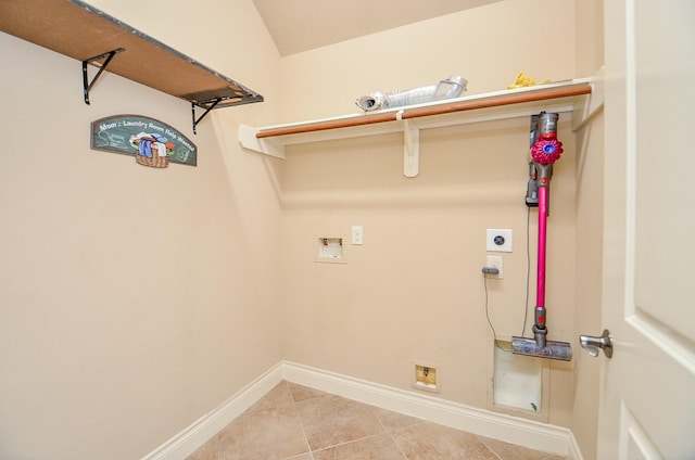 laundry room featuring light tile patterned flooring, washer hookup, and hookup for an electric dryer