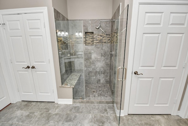 bathroom featuring walk in shower