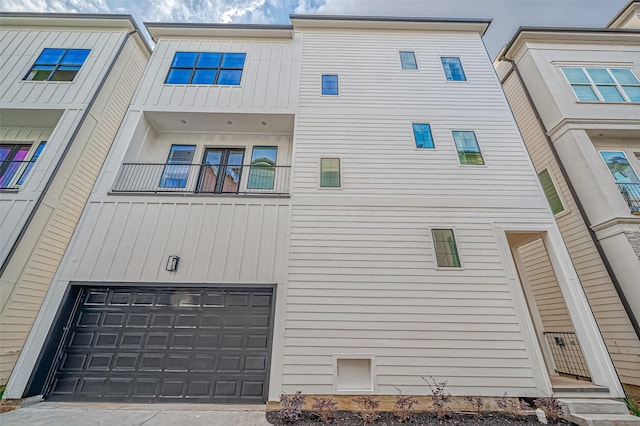 exterior space with a garage