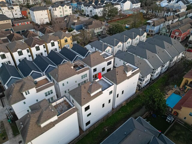 bird's eye view with a residential view