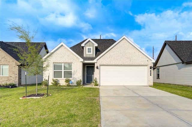 view of front of house featuring a garage and a front yard