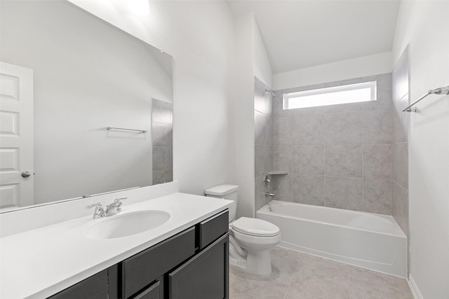 5830 Westwood Shore Dr, Katy, TX 77493 - full bathroom featuring toilet, vanity, bathing tub / shower combination, and tile patterned floors