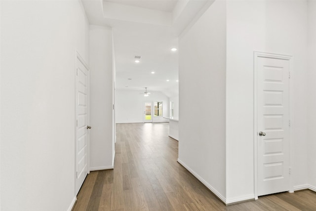 5830 Westwood Shore Dr, Katy, TX 77493 - hall featuring wood finished floors and recessed lighting