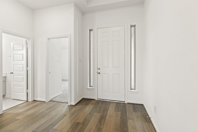 5830 Westwood Shore Dr, Katy, TX 77493 - foyer with wood finished floors and baseboards