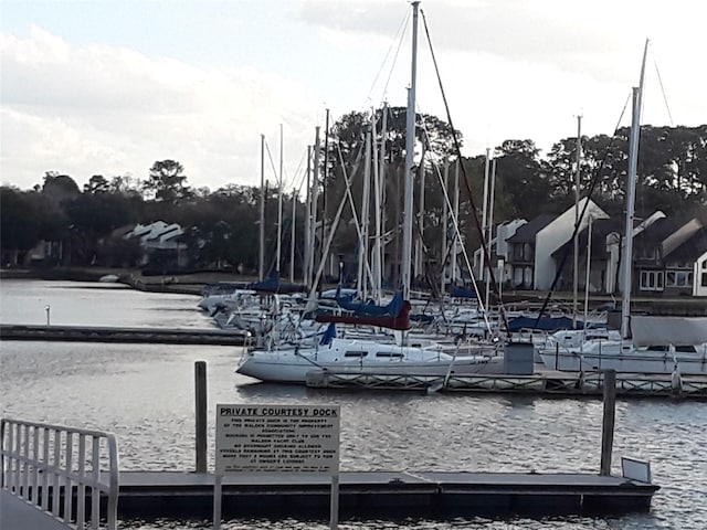 view of dock featuring a water view