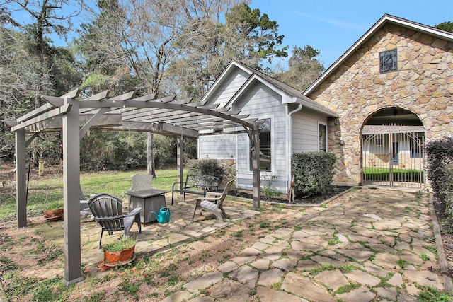 view of patio with a pergola