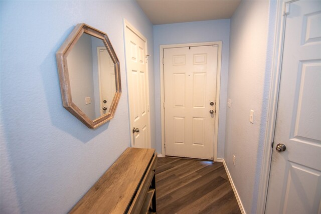 doorway to outside with dark hardwood / wood-style floors