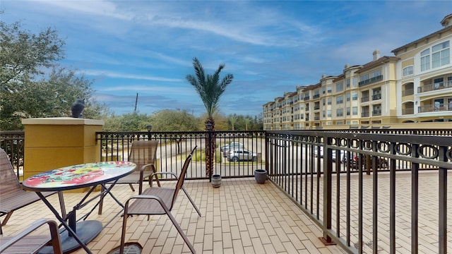 balcony with a patio area