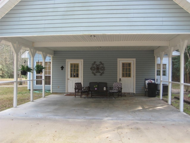 view of patio with a carport