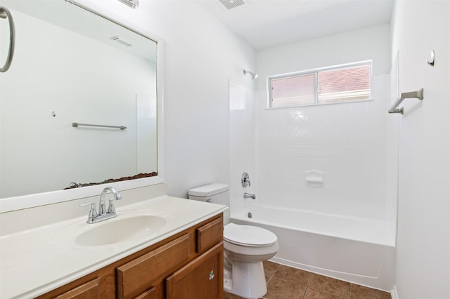 full bathroom with tile patterned floors, vanity, toilet, and shower / bath combination