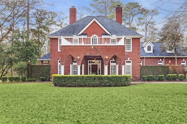 view of front of house with a front lawn