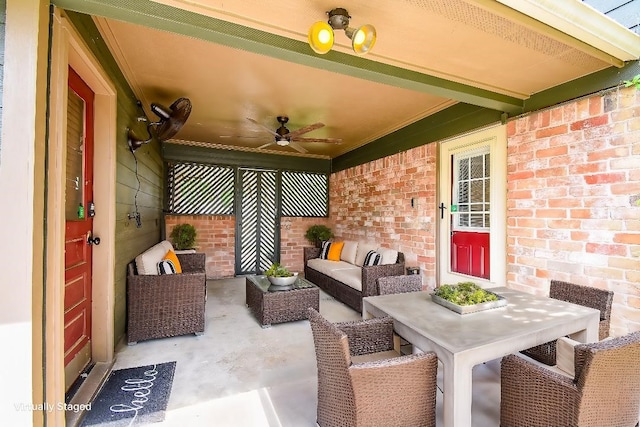 19431 Joanleigh Dr, Spring, TX 77388 - view of patio featuring a ceiling fan and an outdoor hangout area