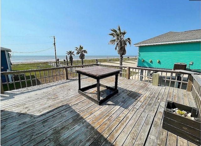 deck with a water view