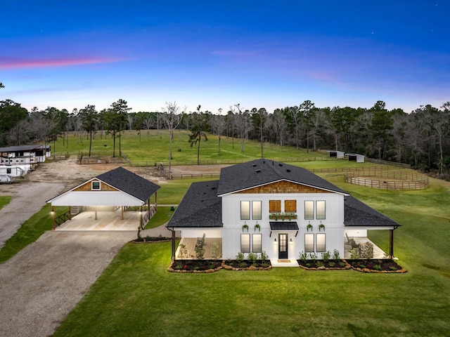 192 B Fm 1097, New Waverly, TX 77358 - view of front of property with driveway, a front yard, roof with shingles, and a carport