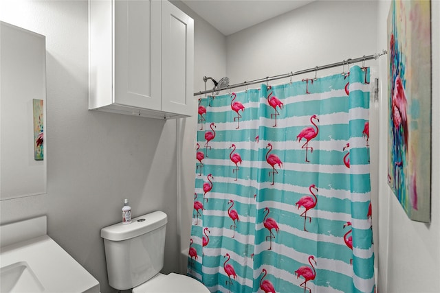 full bathroom featuring vanity, toilet, and shower / bath combo