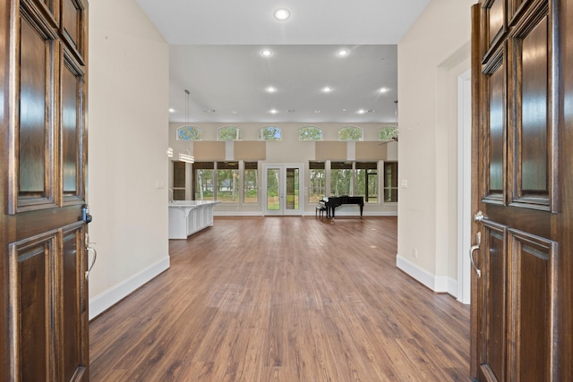 foyer entrance featuring dark hardwood / wood-style flooring