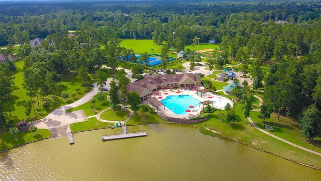 bird's eye view featuring a water view