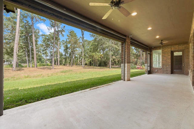 view of patio with ceiling fan