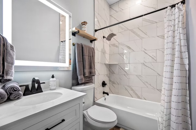 full bathroom featuring vanity, toilet, and shower / bath combo