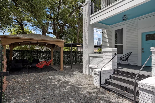 view of patio / terrace with a gazebo