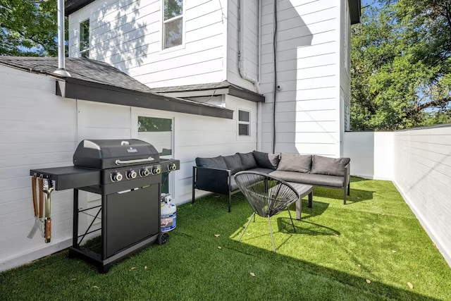 view of patio with a grill