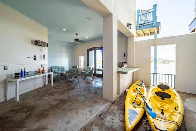 dining area featuring ceiling fan