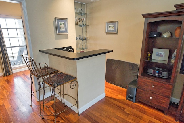 bar featuring hardwood / wood-style flooring