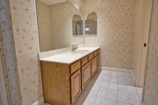 bathroom featuring vanity and tile patterned flooring