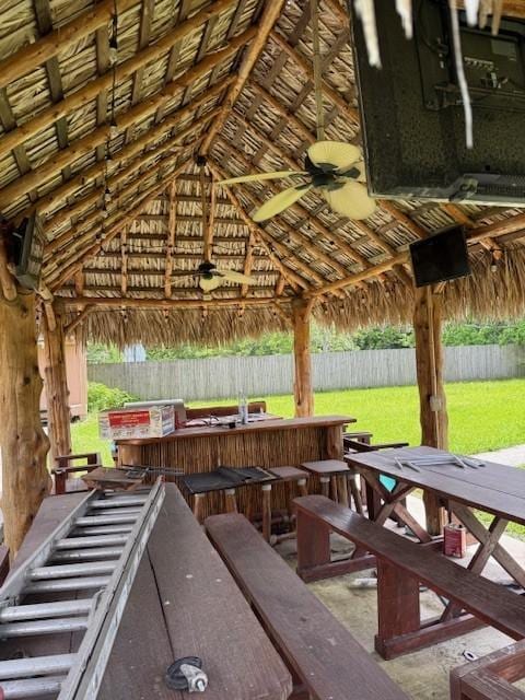7 N Pine Rd, Texas City, TX 77591 - view of patio / terrace featuring a gazebo and a ceiling fan