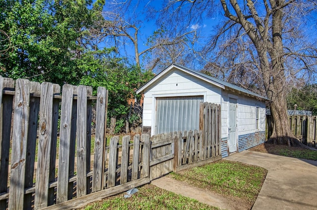 view of garage