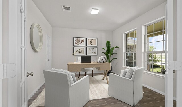 290 Peninsula Point Dr, Montgomery, TX 77356 - home office featuring baseboards and wood tiled floors