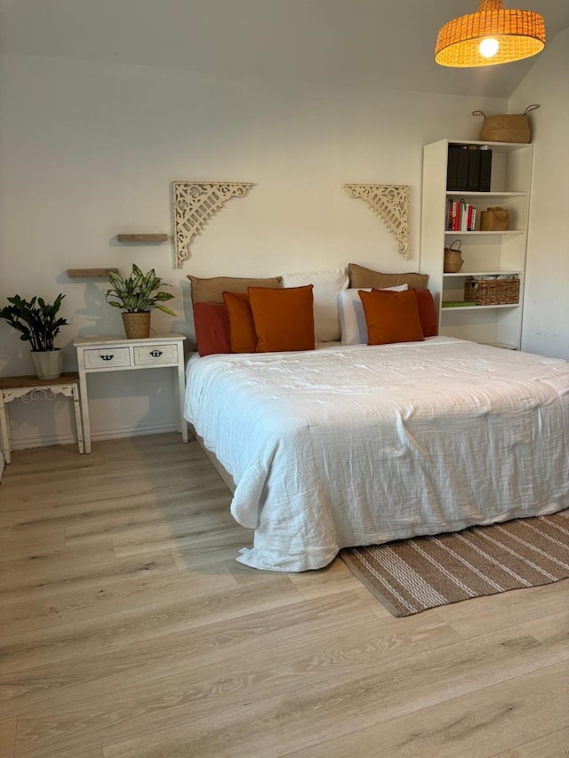 bedroom with light hardwood / wood-style floors