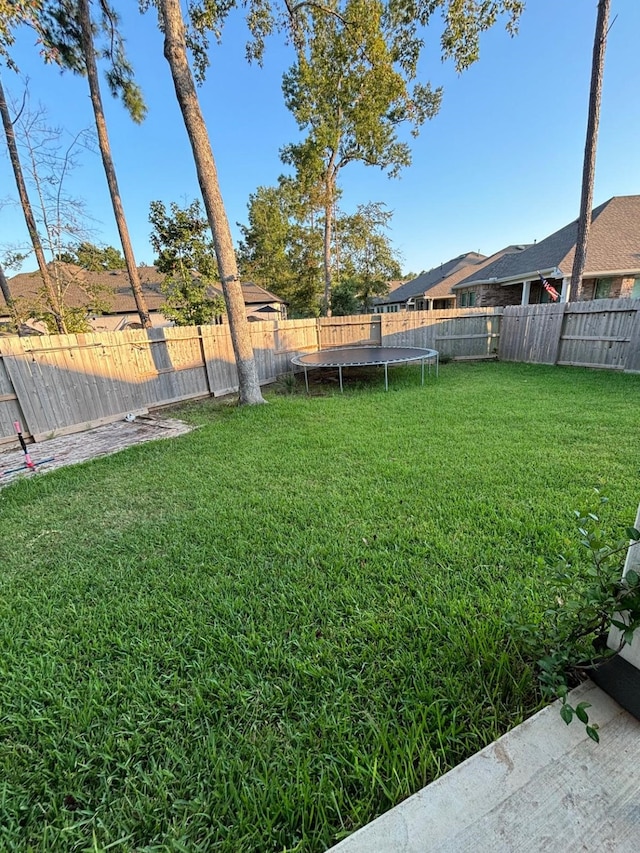 view of yard with a trampoline