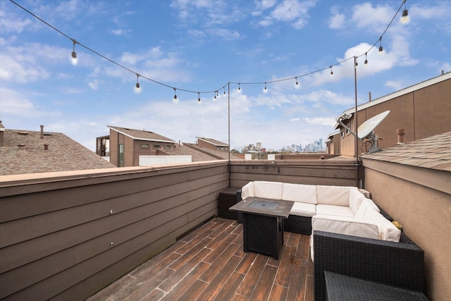 view of patio with an outdoor hangout area and a balcony