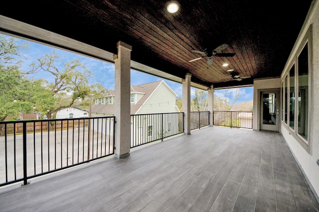 deck featuring a ceiling fan