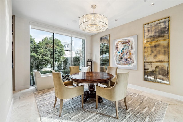 dining room with an inviting chandelier