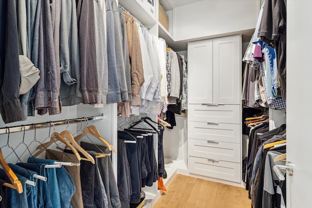 walk in closet featuring light hardwood / wood-style floors